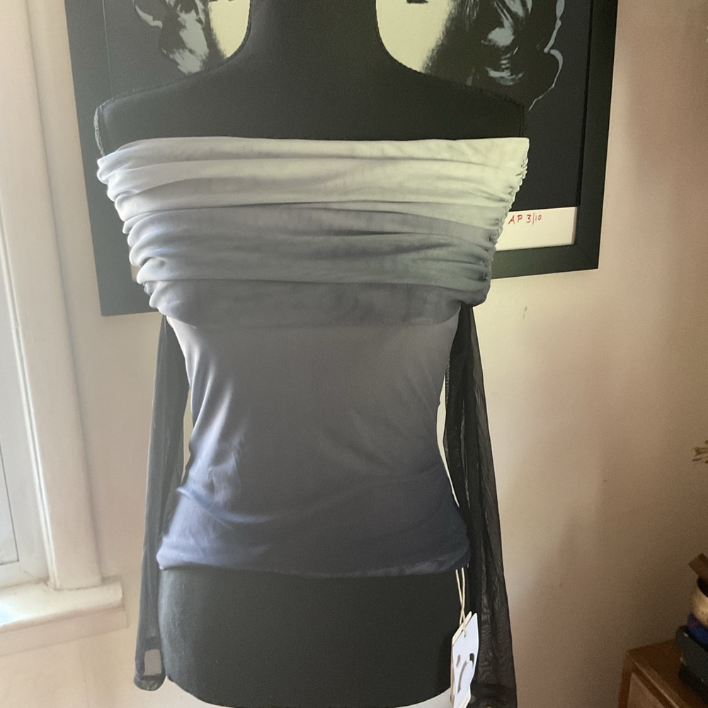 Cav Empt Gray Ruched Fitted Blouse